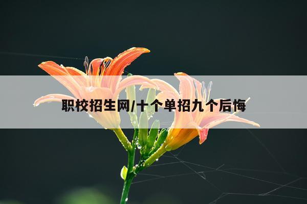 职校招生网/十个单招九个后悔