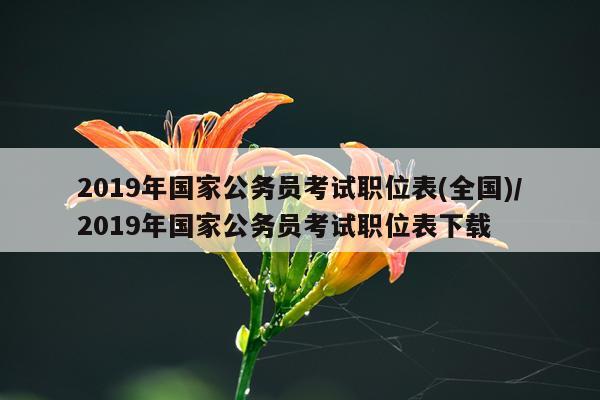 2019年国家公务员考试职位表(全国)/2019年国家公务员考试职位表下载