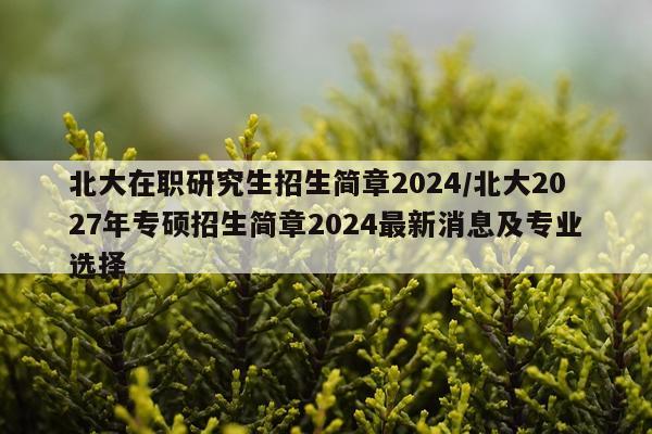 北大在职研究生招生简章2024/北大2027年专硕招生简章2024最新消息及专业选择