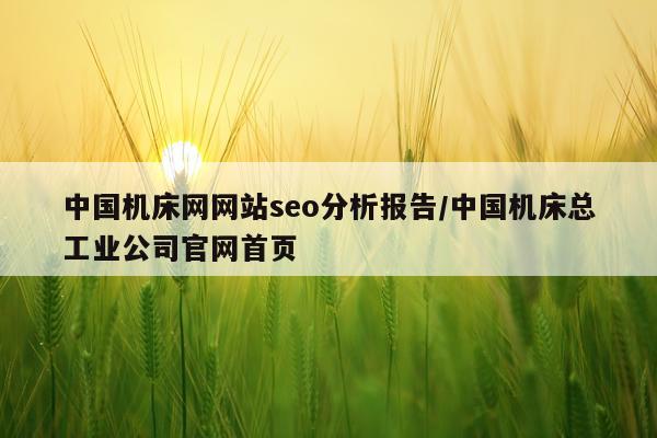 中国机床网网站seo分析报告/中国机床总工业公司官网首页