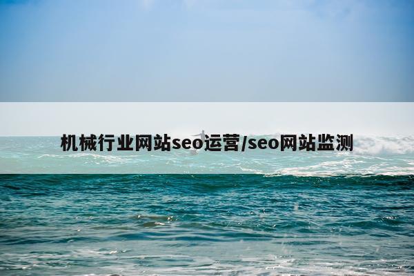机械行业网站seo运营/seo网站监测