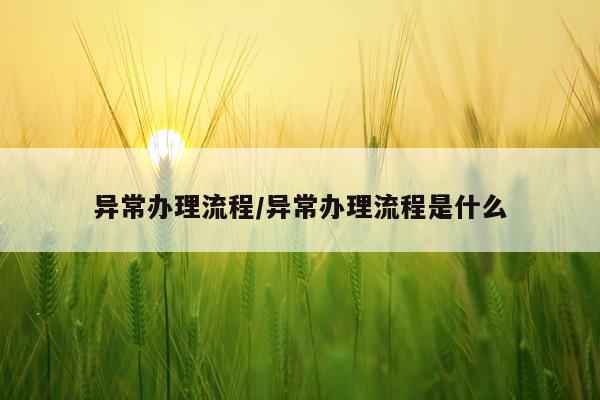 异常办理流程/异常办理流程是什么