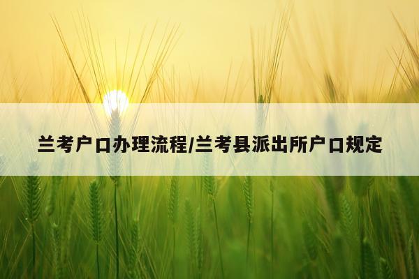 兰考户口办理流程/兰考县派出所户口规定