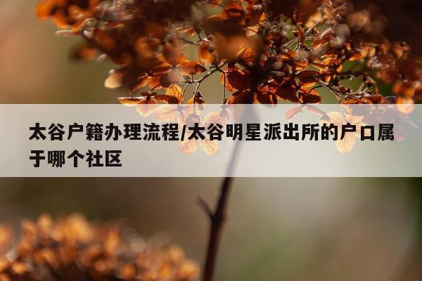 太谷户籍办理流程/太谷明星派出所的户口属于哪个社区