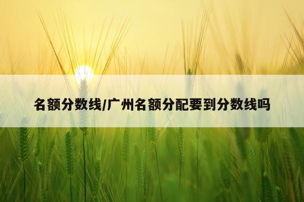 名额分数线/广州名额分配要到分数线吗