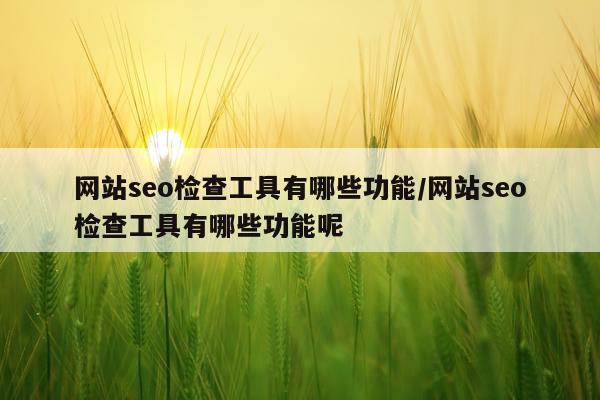 网站seo检查工具有哪些功能/网站seo检查工具有哪些功能呢
