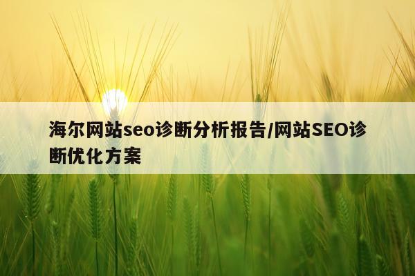 海尔网站seo诊断分析报告/网站SEO诊断优化方案