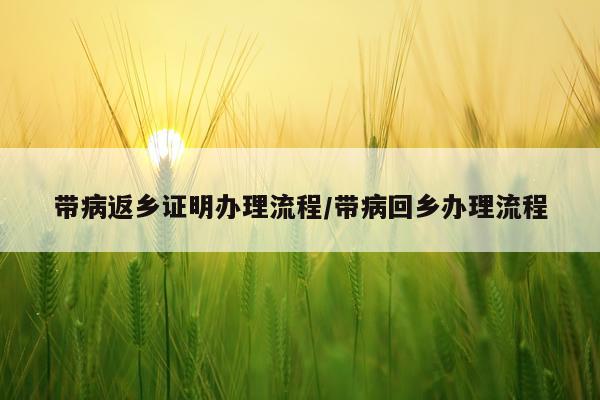 带病返乡证明办理流程/带病回乡办理流程