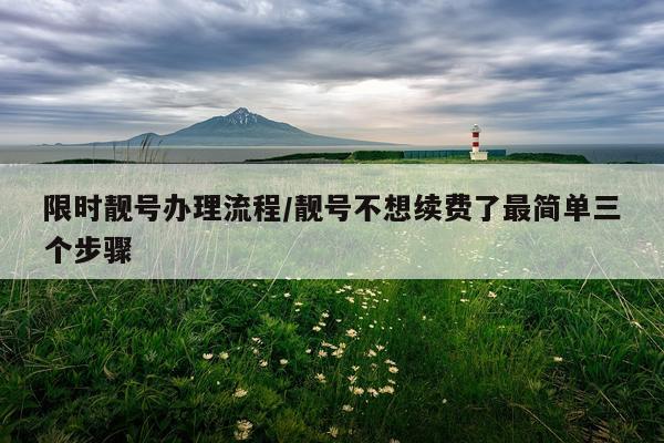 限时靓号办理流程/靓号不想续费了最简单三个步骤