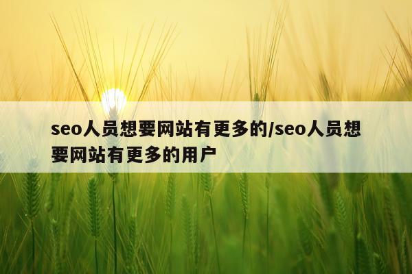 seo人员想要网站有更多的/seo人员想要网站有更多的用户