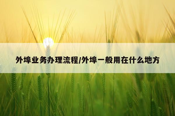外埠业务办理流程/外埠一般用在什么地方