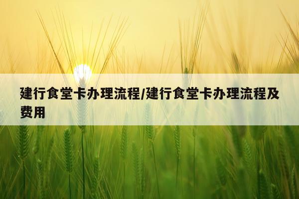 建行食堂卡办理流程/建行食堂卡办理流程及费用